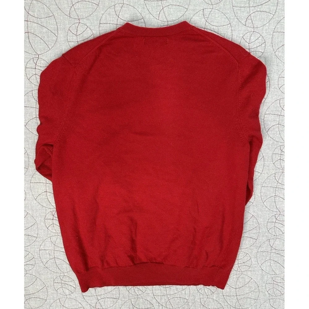 Banana‎ Republic Sweater Red Extra Fine Merino Wool V-Neck / Mens XL